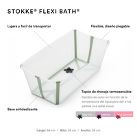 Bañera Flexi Bath Stokke + Soporte para recién nacido + Stand para Bañera Flexi Bath + porta shampoo