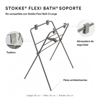 Bañera Flexi Bath Stokke + Soporte para recién nacido + Stand para Bañera Flexi Bath + porta shampoo