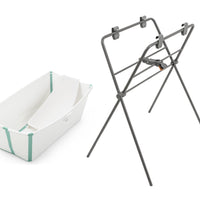 Bañera Flexi Bath Stokke + Soporte para recién nacido + Stand para Bañera Flexi Bath + porta shampoo