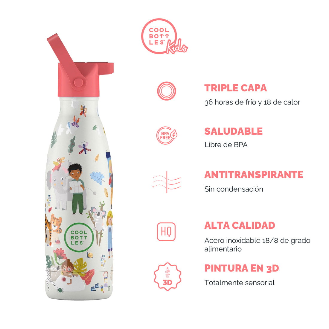 Cool Bottles Botella Termo Infantil Curious Explorers 350ml