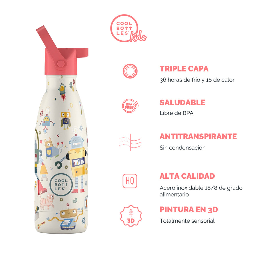 Cool Bottles Botella Termo Infantil Messy Robots 350ml