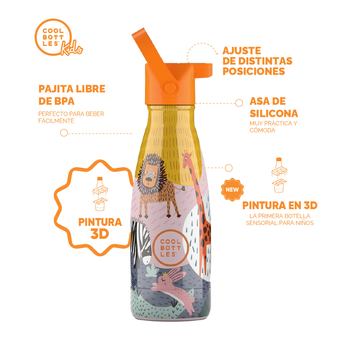 Cool Bottles Botella Termo Infantil Savannah Kingdom 260ml