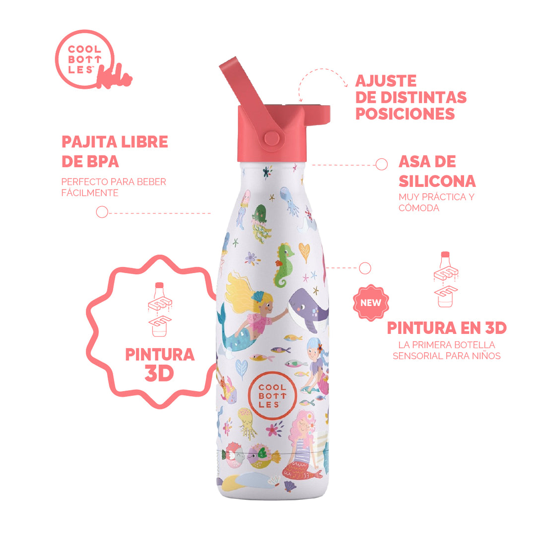 Cool Bottles Botella Termo Infantil Sweet Mermaids 350ml