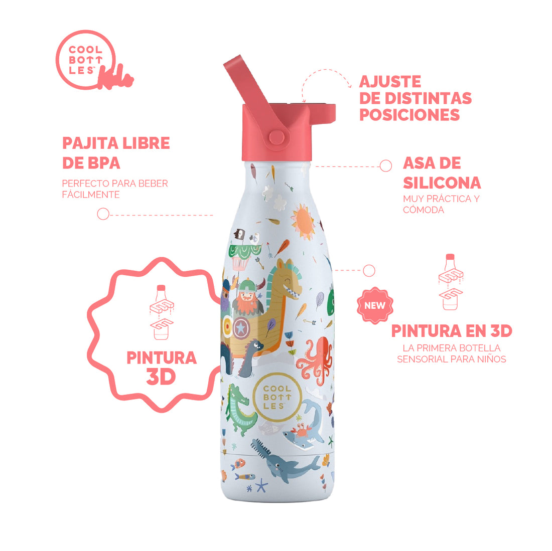 Cool Bottles Botella Termo Infantil Brave Vikings 350ml