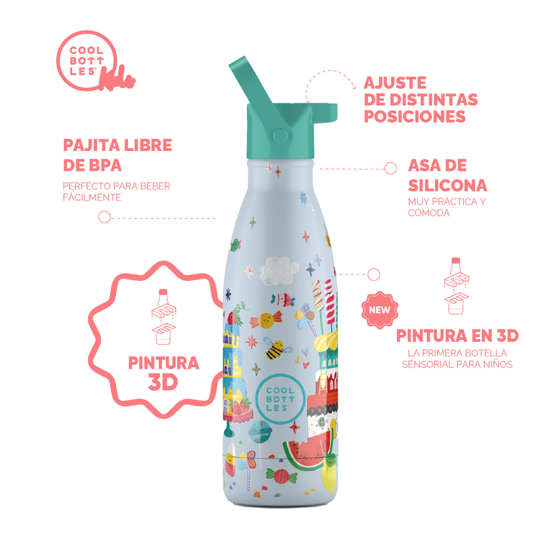 Cool Bottles Botella Termo Infantil Candy Land 350ml