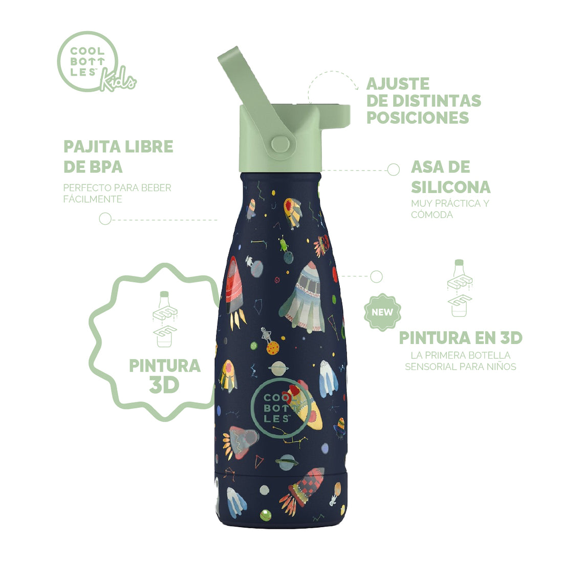 Cool Bottles Botella Termo Infantil Space Rockets 260ml