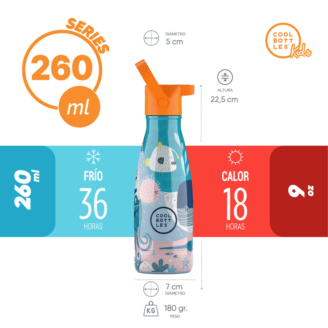 Cool Bottles Botella Termo Infantil Sea World 260ml