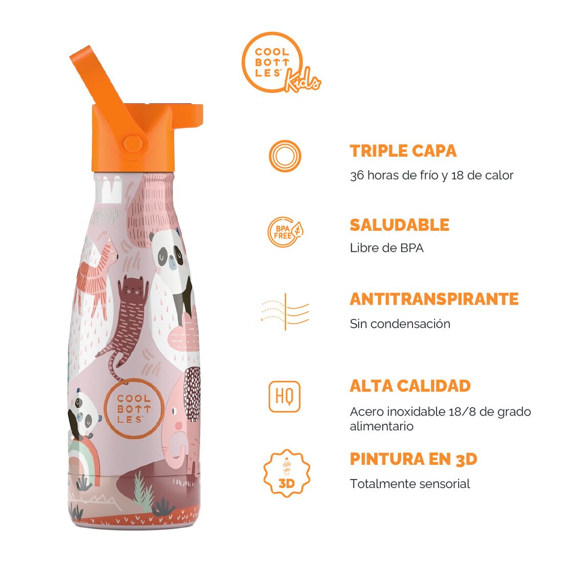 Cool Bottles Botella Termo Infantil Panda Gang 260ml
