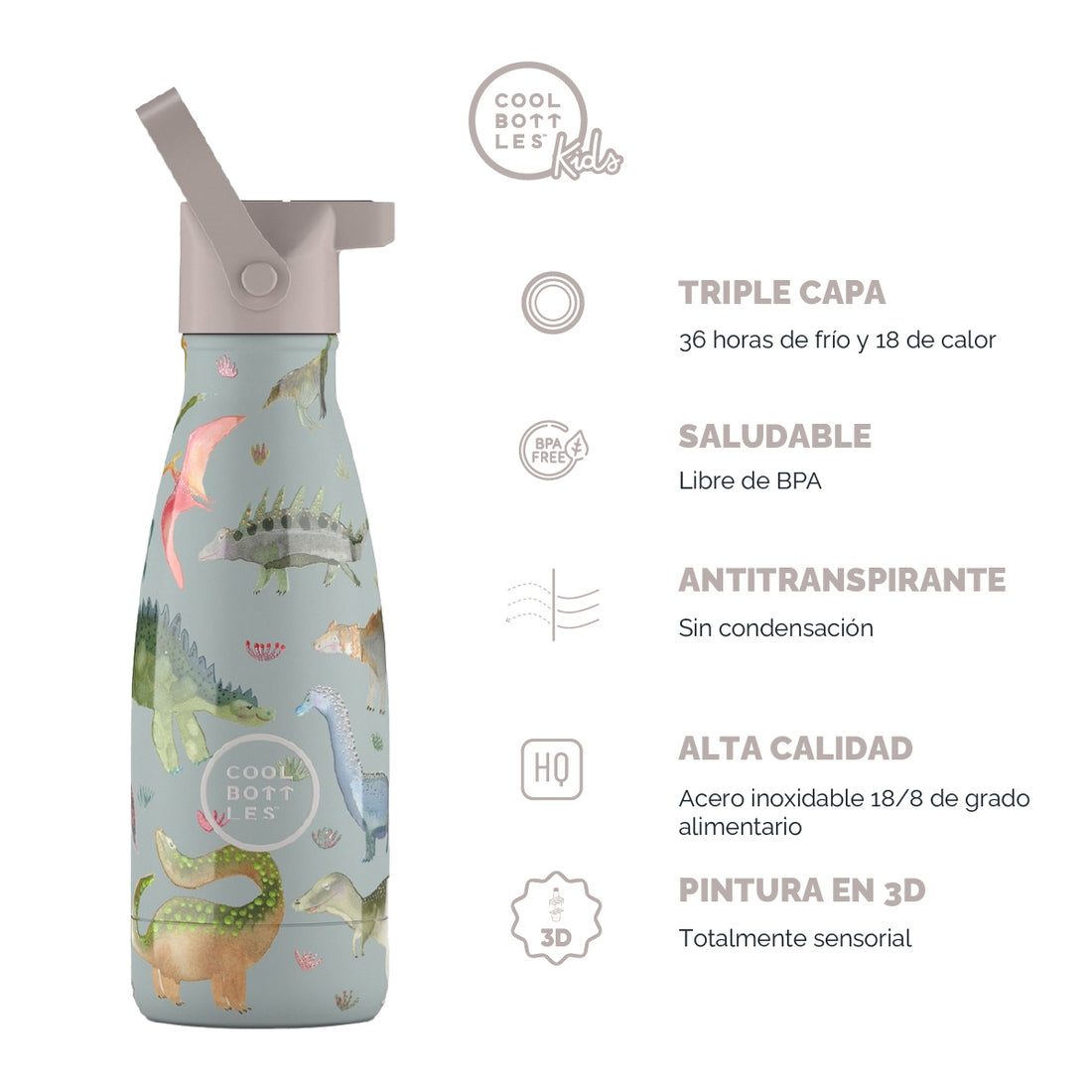 Cool Bottles Botella Termo Infantil Dinos Planet 260ml