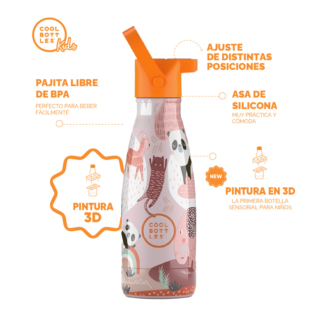 Cool Bottles Botella Termo Infantil Panda Gang 260ml
