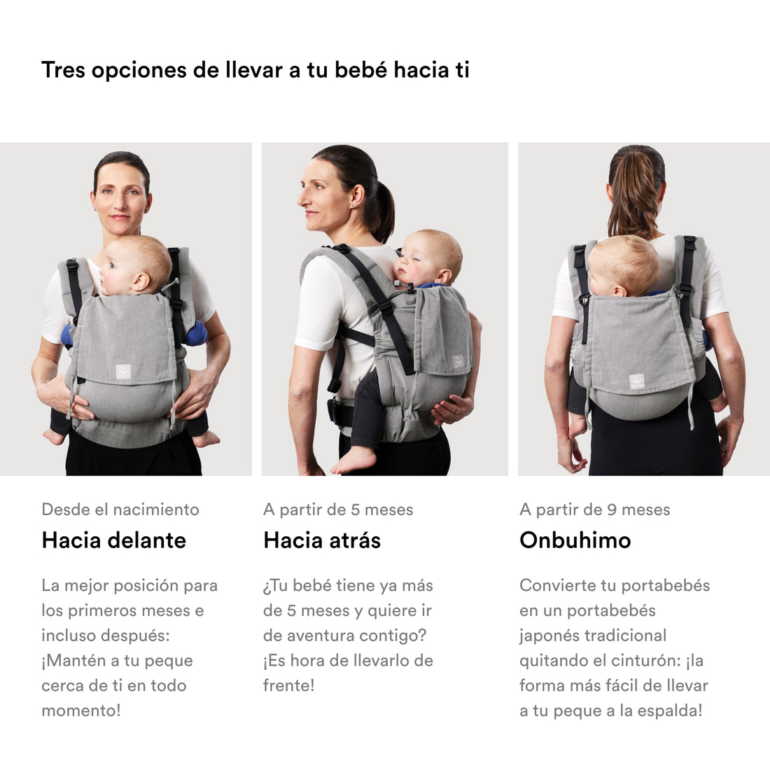 Portabebés Stokke Limas Flex, Tres opciones de transporte - Seguro para bebés de 4-20 kilos