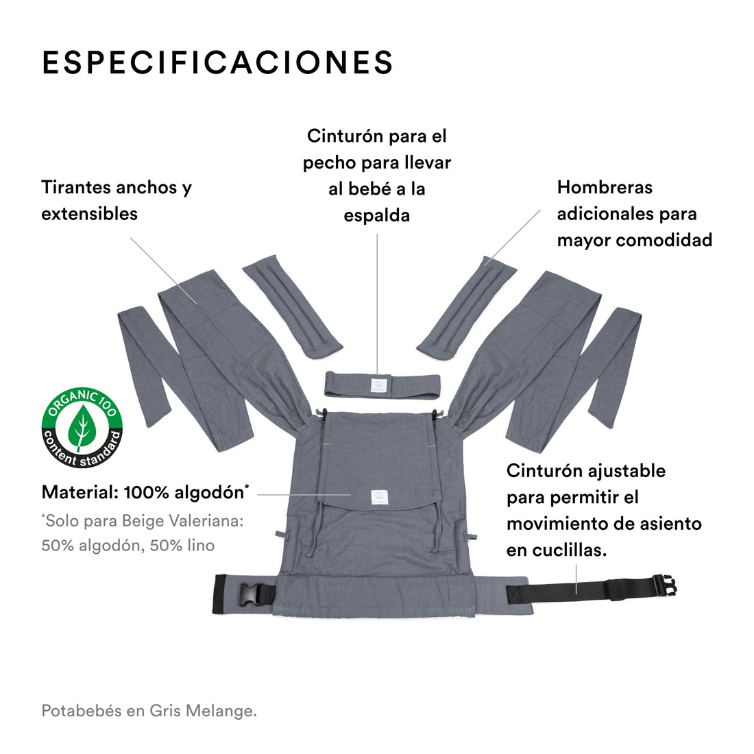 Portabebés Stokke Limas, Tres opciones de llevarlo, Seguro desde el nacimiento y hasta 15 kilos