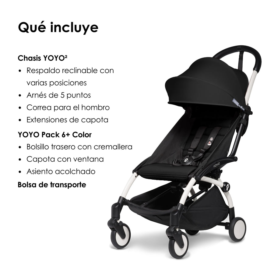 BABYZEN Cochecito 6+ YOYO2 Chasis Blanco y Color Pack 6+