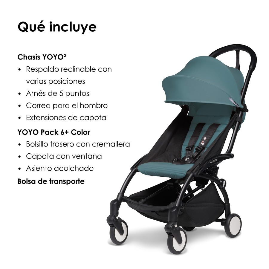 BABYZEN Cochecito 6+ YOYO2 Chasis Negro y Color Pack 6+