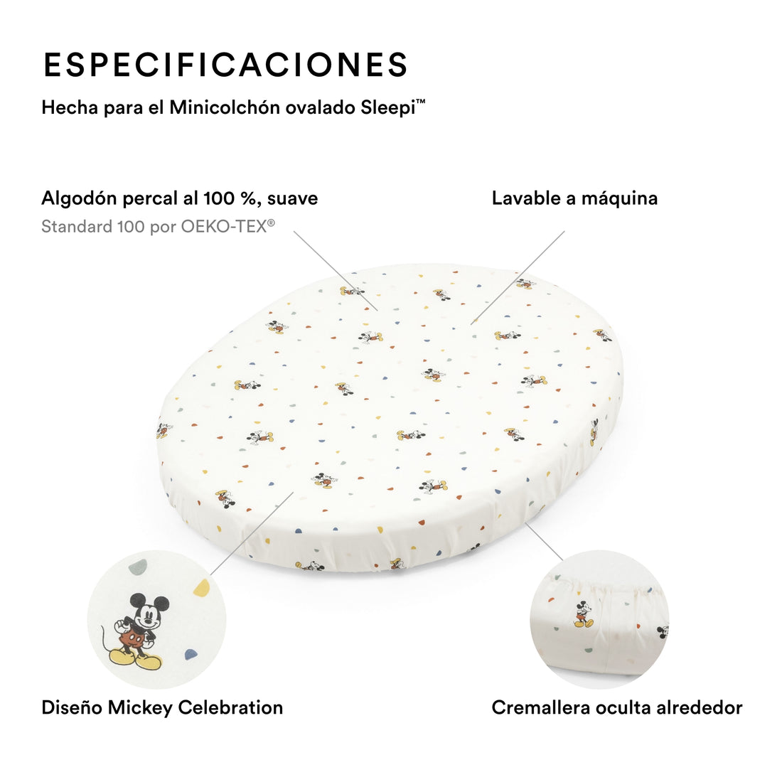 Sábana Bajera Stokke Sleepi Mini V3, Mickey Celebration