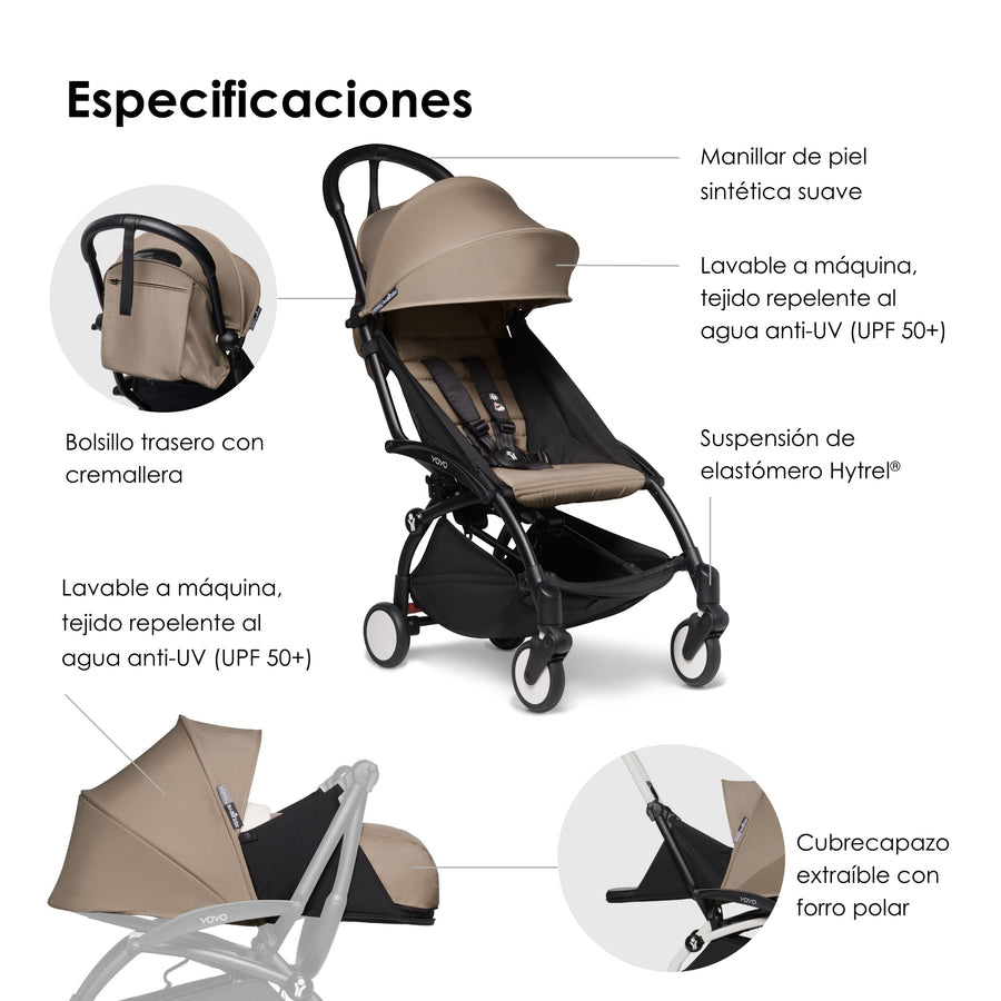 BABYZEN Cochecito Completo YOYO2 - Incluye Pack Recién Nacido 0+, Chasis (Negro) y  Color Pack 6+