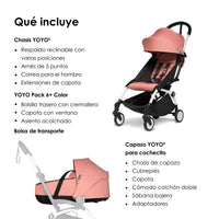 BABYZEN Cochecito Completo YOYO2 - Incluye YOYO  Bassinet, Chasis (Blanco) y Color Pack 6+