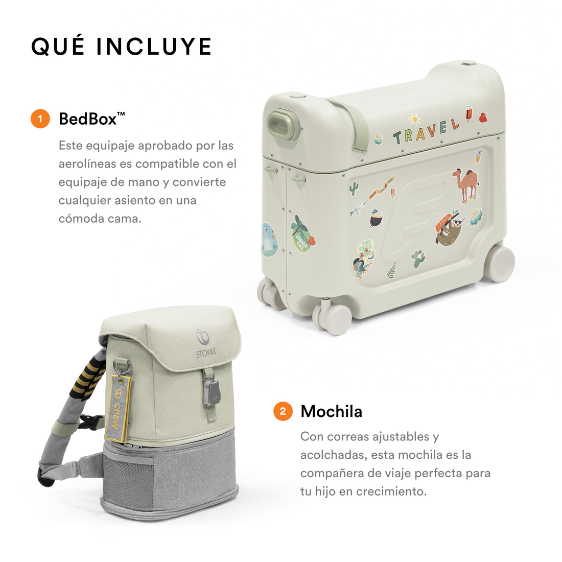 maleta cama portatil stokke Kit de viaje Stokke® JetKids™, Sea Green – bebemoonmx