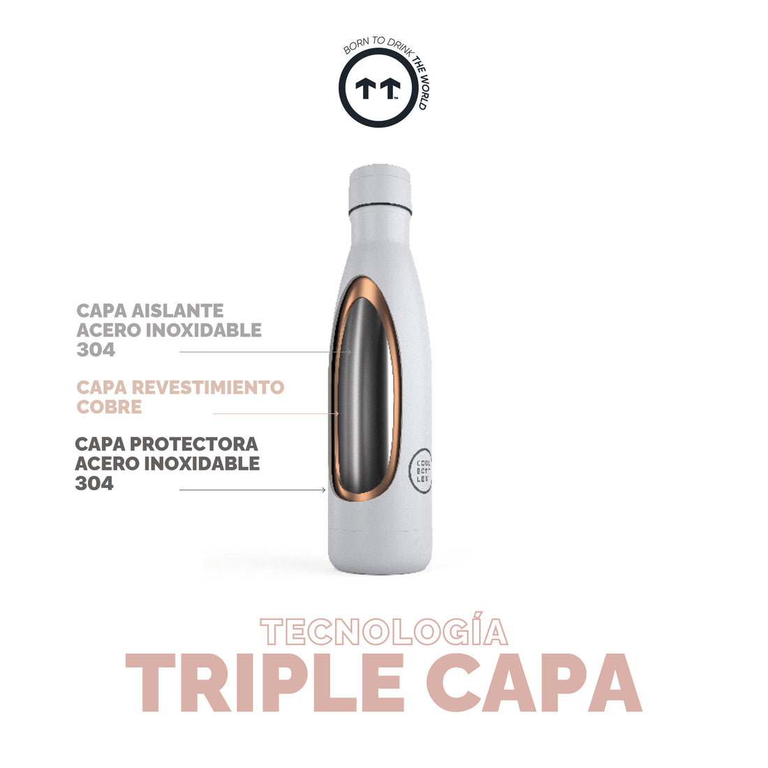 Cool Bottles Botella Termo Metallic Rose 750ml