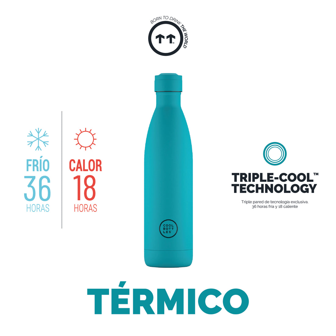 Cool Bottles Botella Termo Vivid Turquoise 750ml
