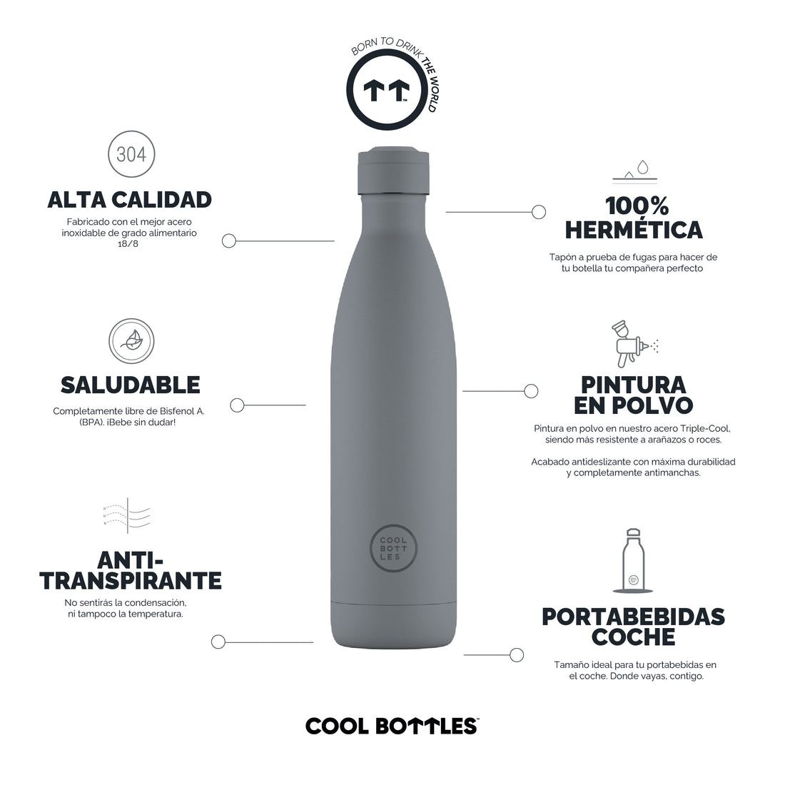 Cool Bottles Botella Termo Pastel Grey 750ml