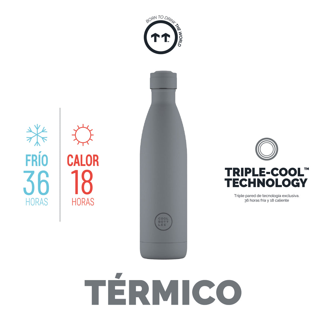 Cool Bottles Botella Termo Pastel Grey 750ml