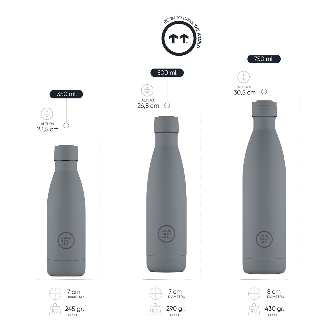 Cool Bottles Botella Termo Pastel Grey 750ml