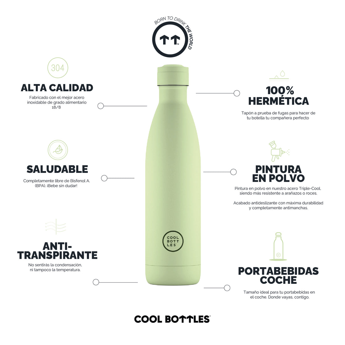 Cool Bottles Botella Termo Pastel Green 750ml