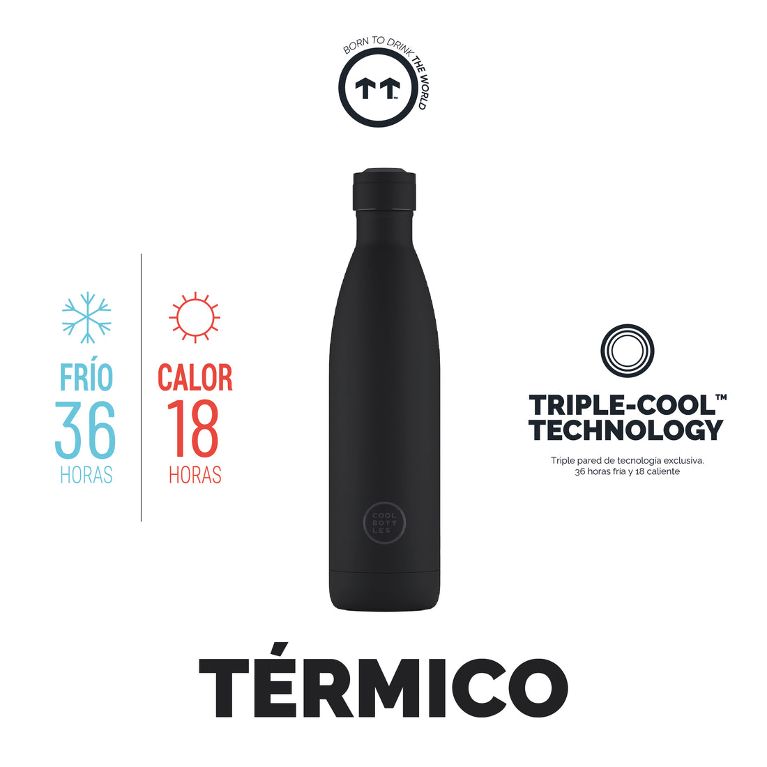 Cool Bottles Botella Termo Mono Black 750ml
