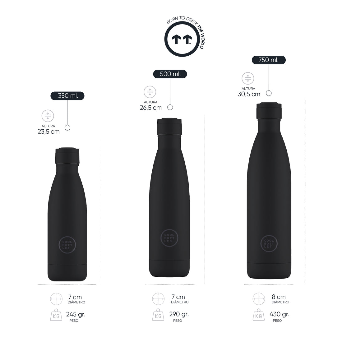Cool Bottles Botella Termo Mono Black 750ml