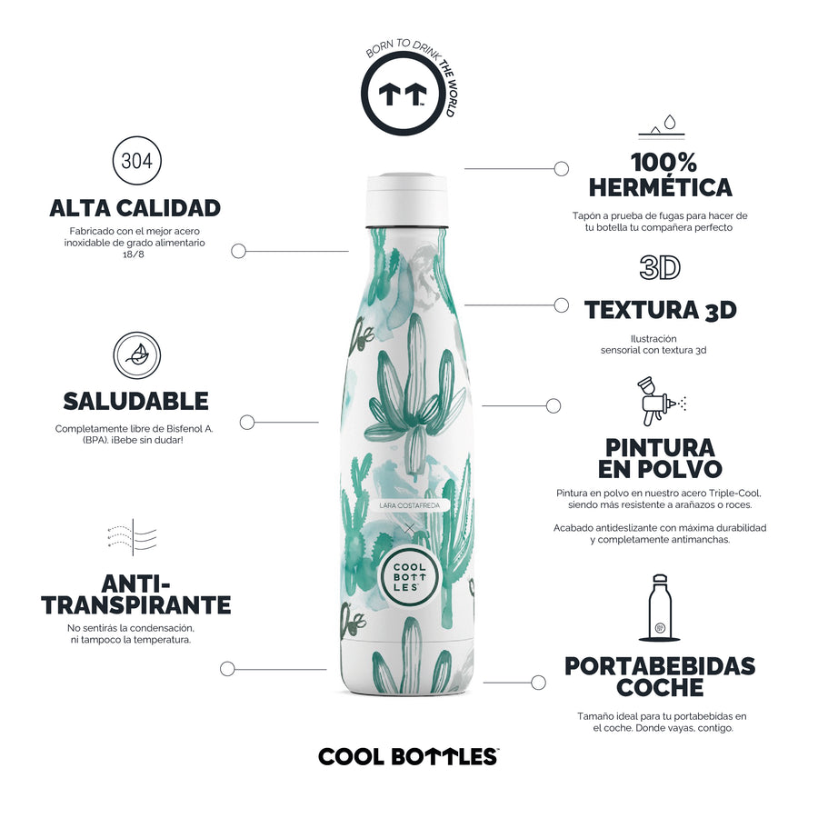 Cool Bottles Botella Termo Watercolor Cactus 500ml
