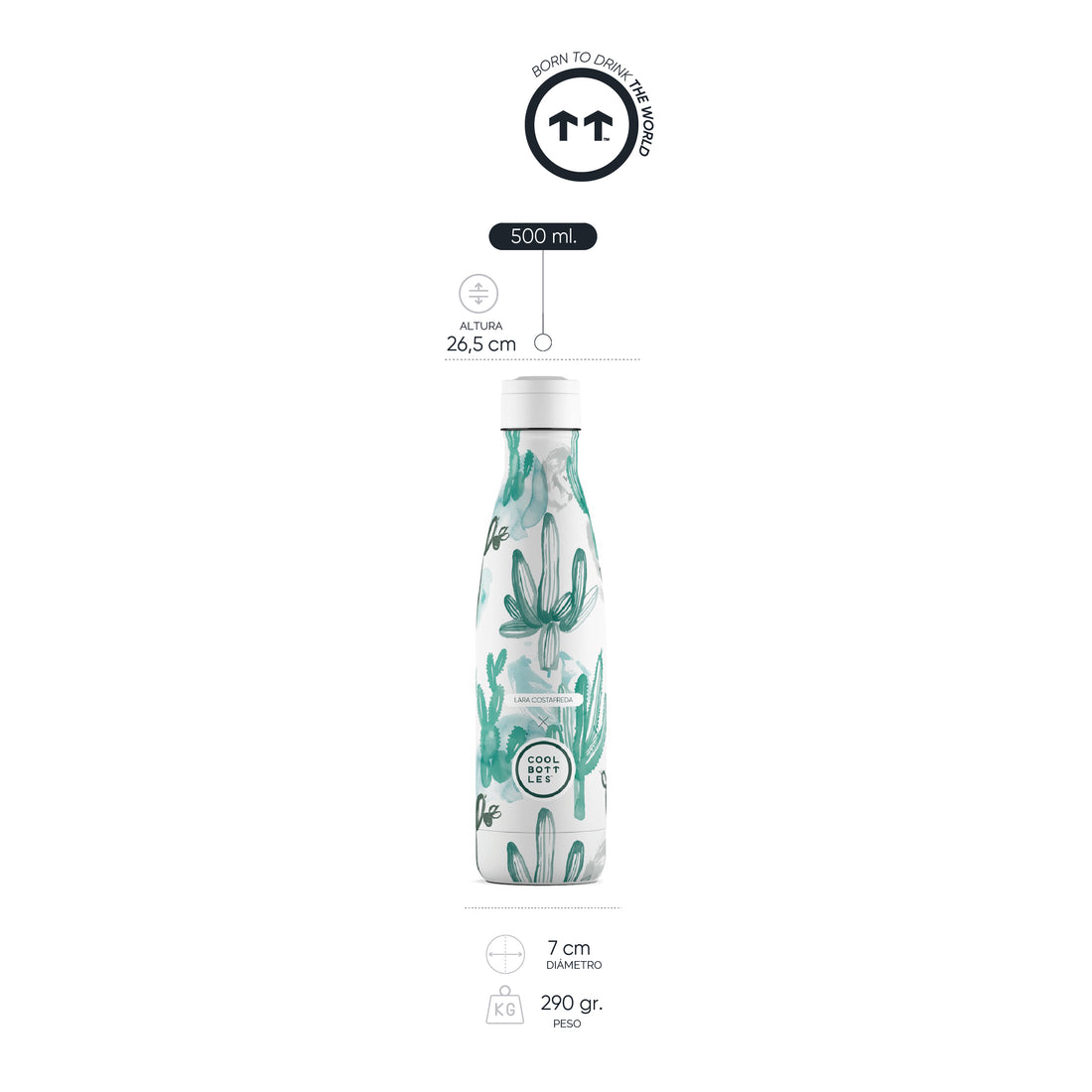 Cool Bottles Botella Termo Watercolor Cactus 500ml